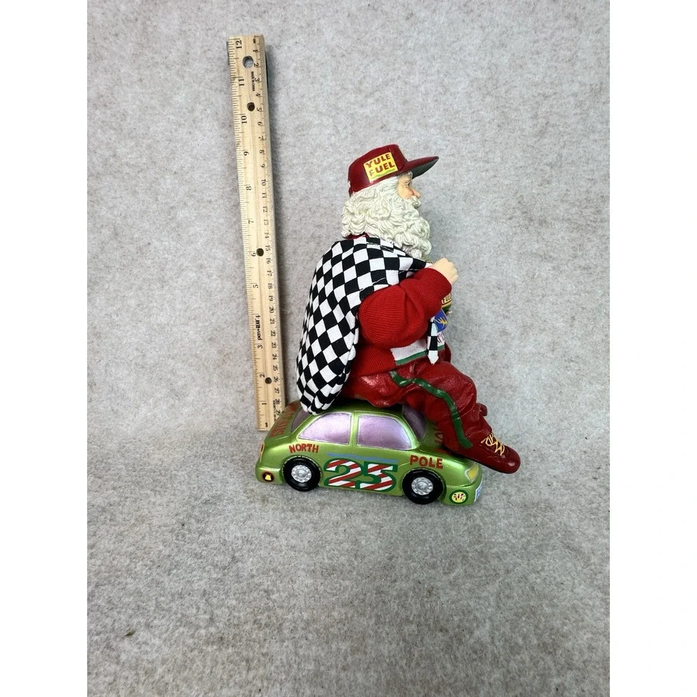 Racing Santa Claus‎ Figure Christmas Holiday Decor Sitting on Race Car